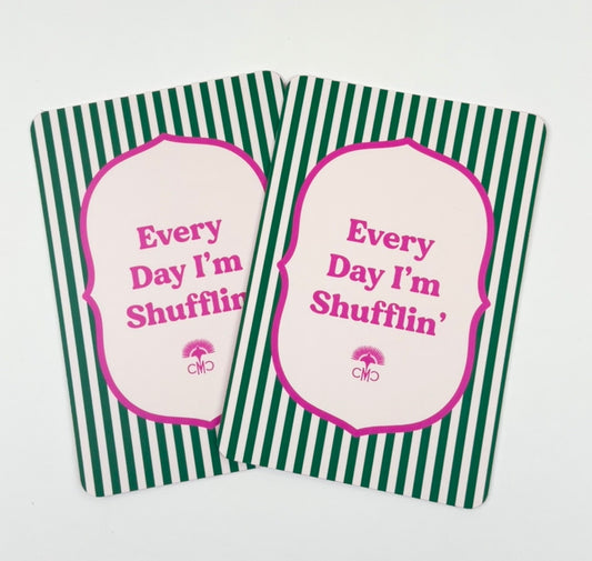 Mahjong Shufflers (set of 2), "Everyday I'm Shufflin", Hot Pink & Green