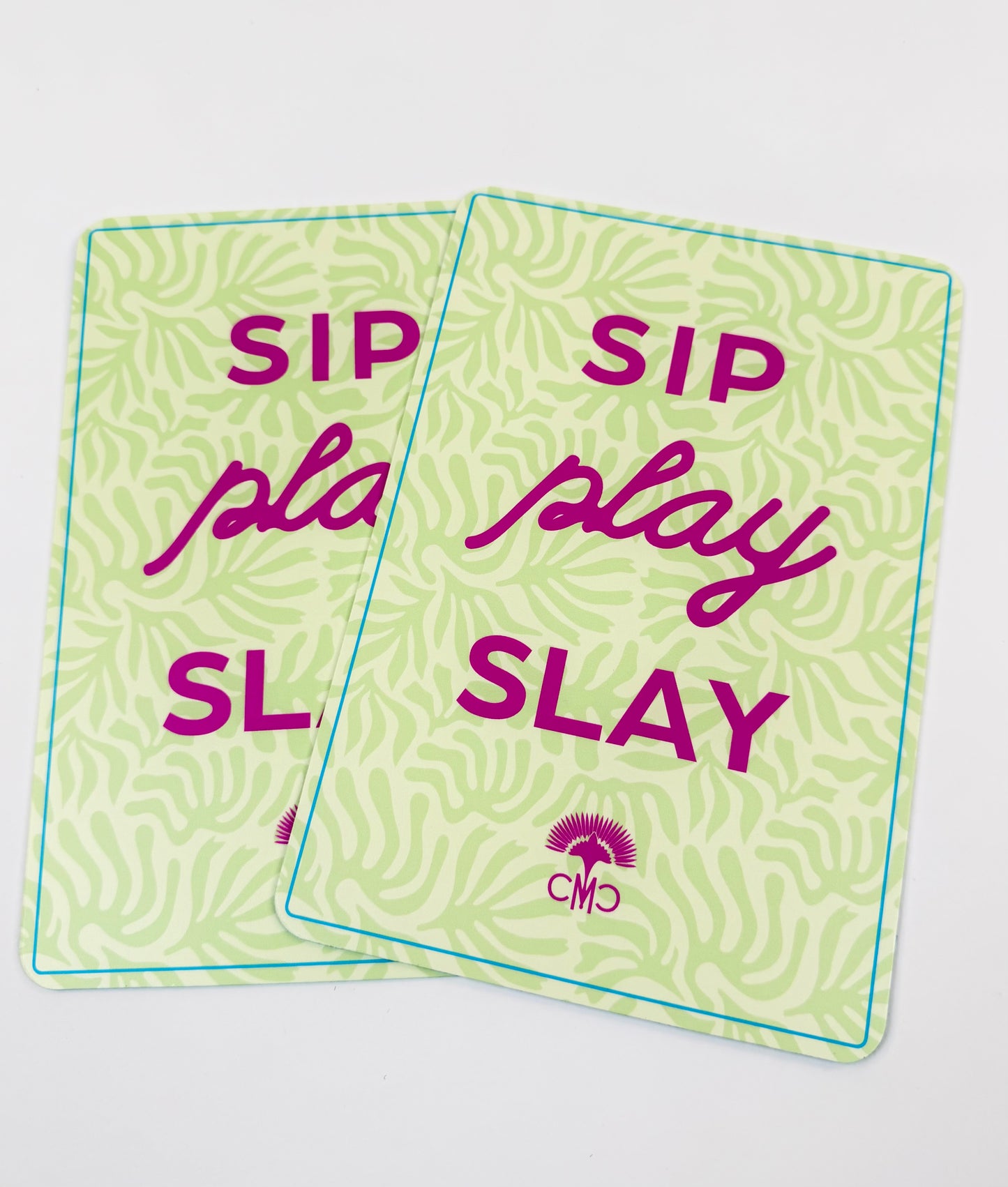 Mahjong Shufflers (set of 2) "Sip, Play, Slay", Yellow & Blue