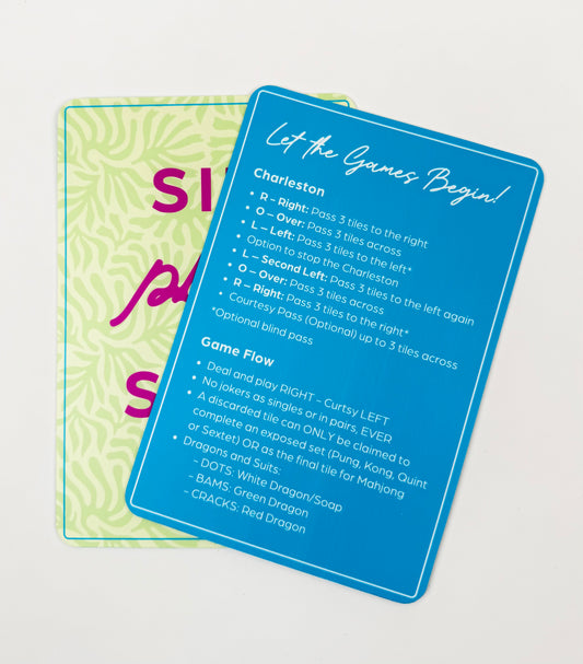 Mahjong Shufflers (set of 2) "Sip, Play, Slay", Yellow & Blue