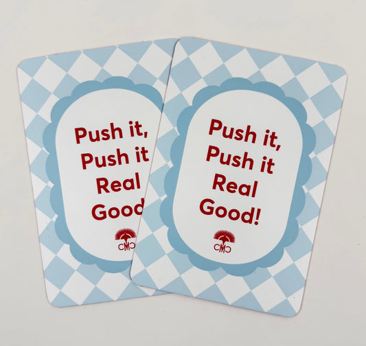 Mahjong Shufflers (set of 2) "Push It Real Good", Red & Light Blue