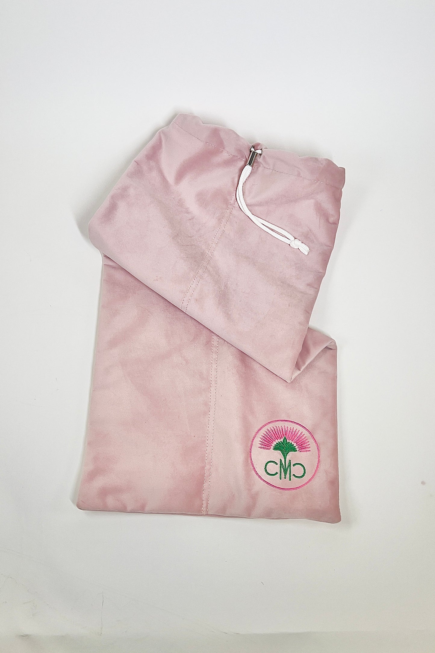 Mahjong Rack Bag-  Light Pink Velvet Drawstring w/ 4 Compartments