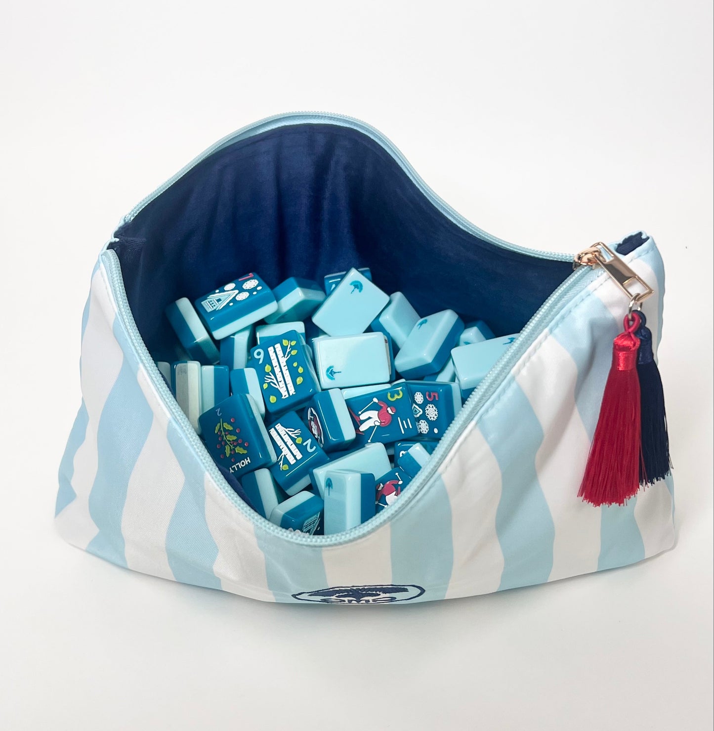The Club Tile Bag- Striped w/ Tassels & Velvet Liner