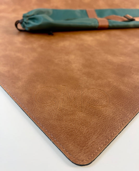 NEW! Brown Vegan Leather Mahjong Mat w/ Carrying Bag