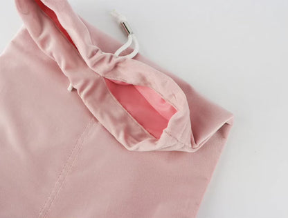 Mahjong Rack Bag-  Light Pink Velvet Drawstring w/ 4 Compartments