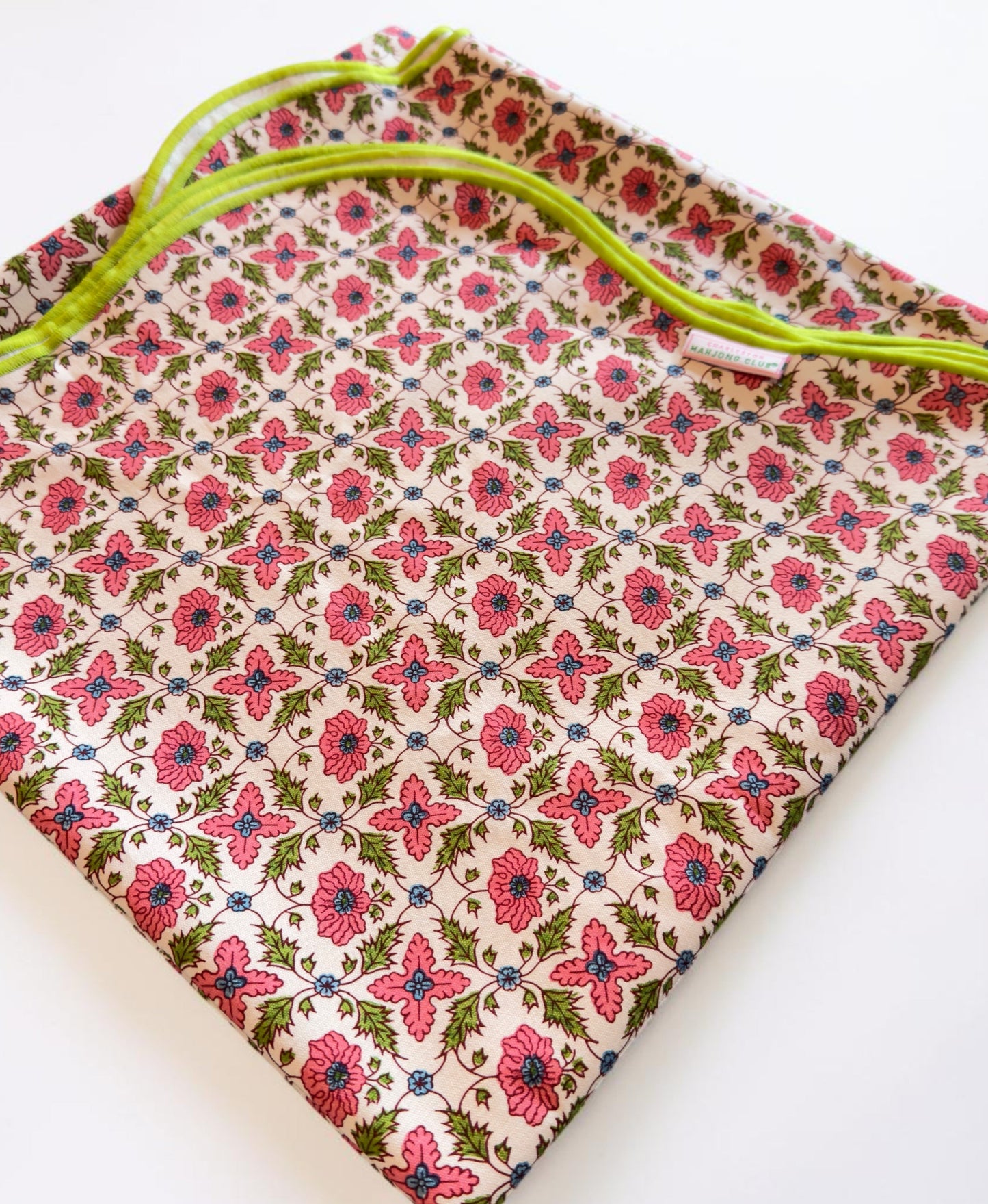 Pink & Green Floral Scalloped Tablecloth - Square