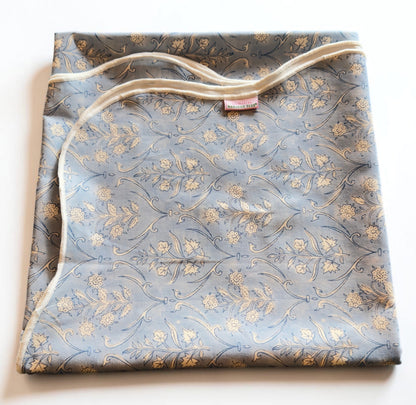 Denim Blue Floral Scalloped Tablecloth - Square