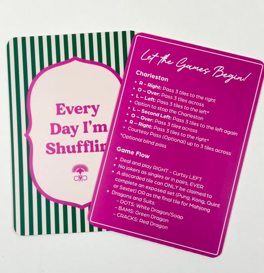 Mahjong Shufflers (set of 2), "Everyday I'm Shufflin", Hot Pink & Green