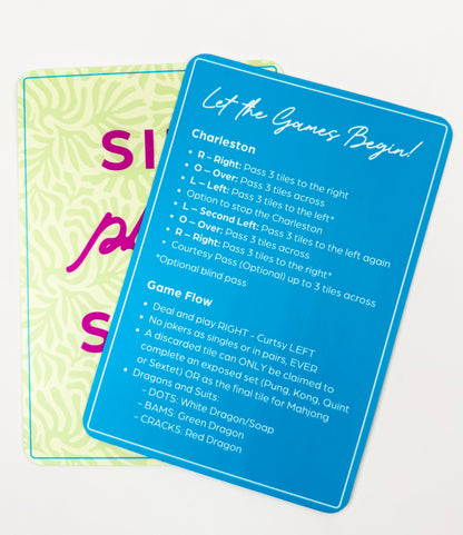 Mahjong Shufflers (set of 2) "Sip, Play, Slay", Yellow & Blue