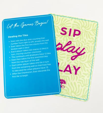 Mahjong Shufflers (set of 2) "Sip, Play, Slay", Yellow & Blue