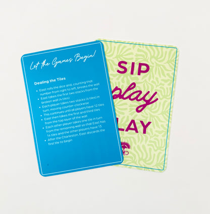 Mahjong Shufflers (set of 2) "Sip, Play, Slay", Yellow & Blue
