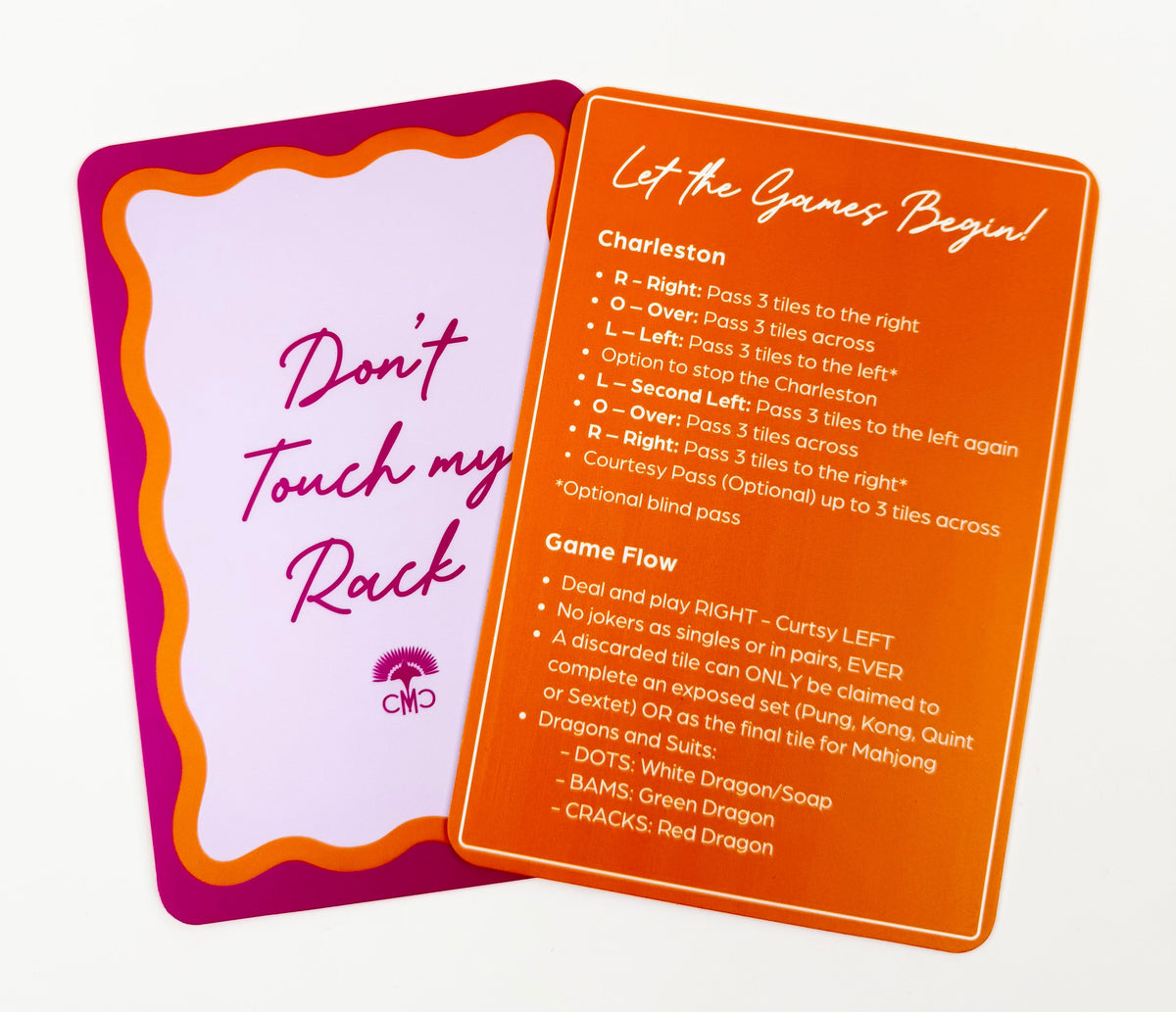 Mahjong Shufflers, "Don't Touch My Rack", Hot Pink & Orange
