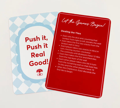 Mahjong Shufflers (set of 2) "Push It Real Good", Red & Light Blue