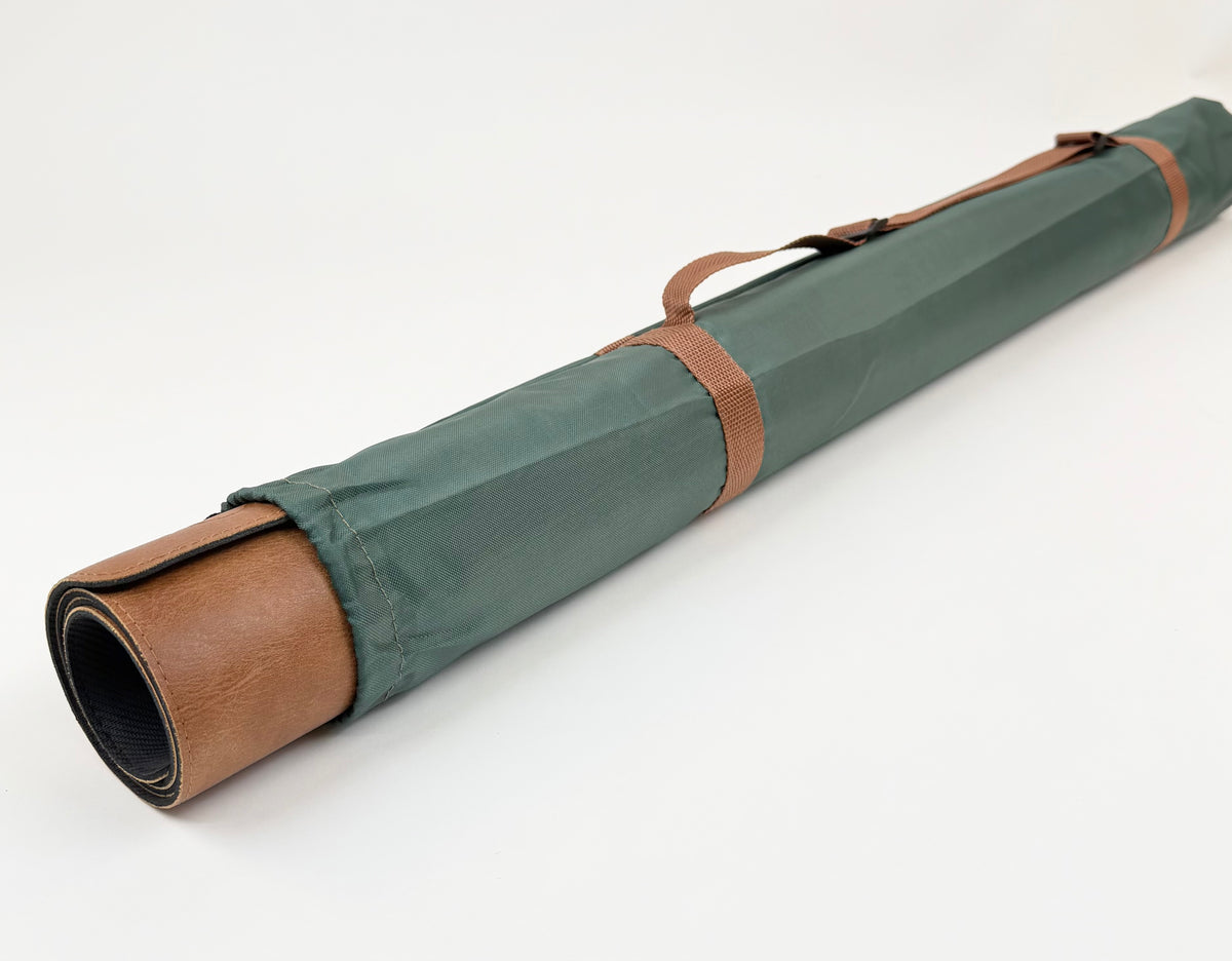 Brown Vegan Leather Mahjong Mat w/ Carrying Bag