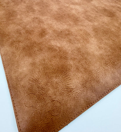 Brown Vegan Leather Mahjong Mat w/ Carrying Bag
