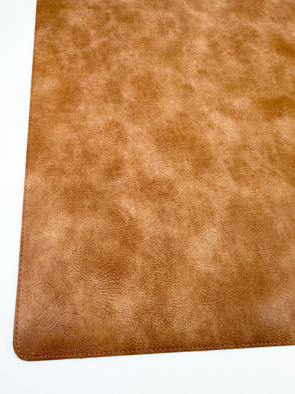 Brown Vegan Leather Mahjong Mat w/ Carrying Bag