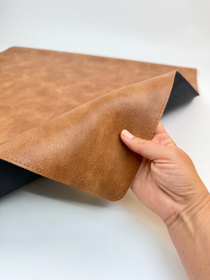 Brown Vegan Leather Mahjong Mat w/ Carrying Bag