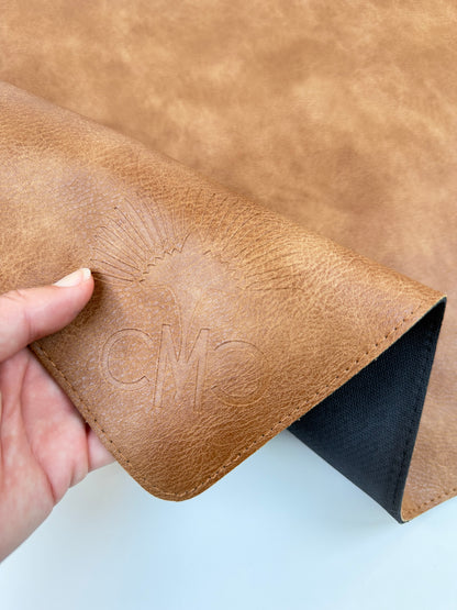 Brown Vegan Leather Mahjong Mat w/ Carrying Bag