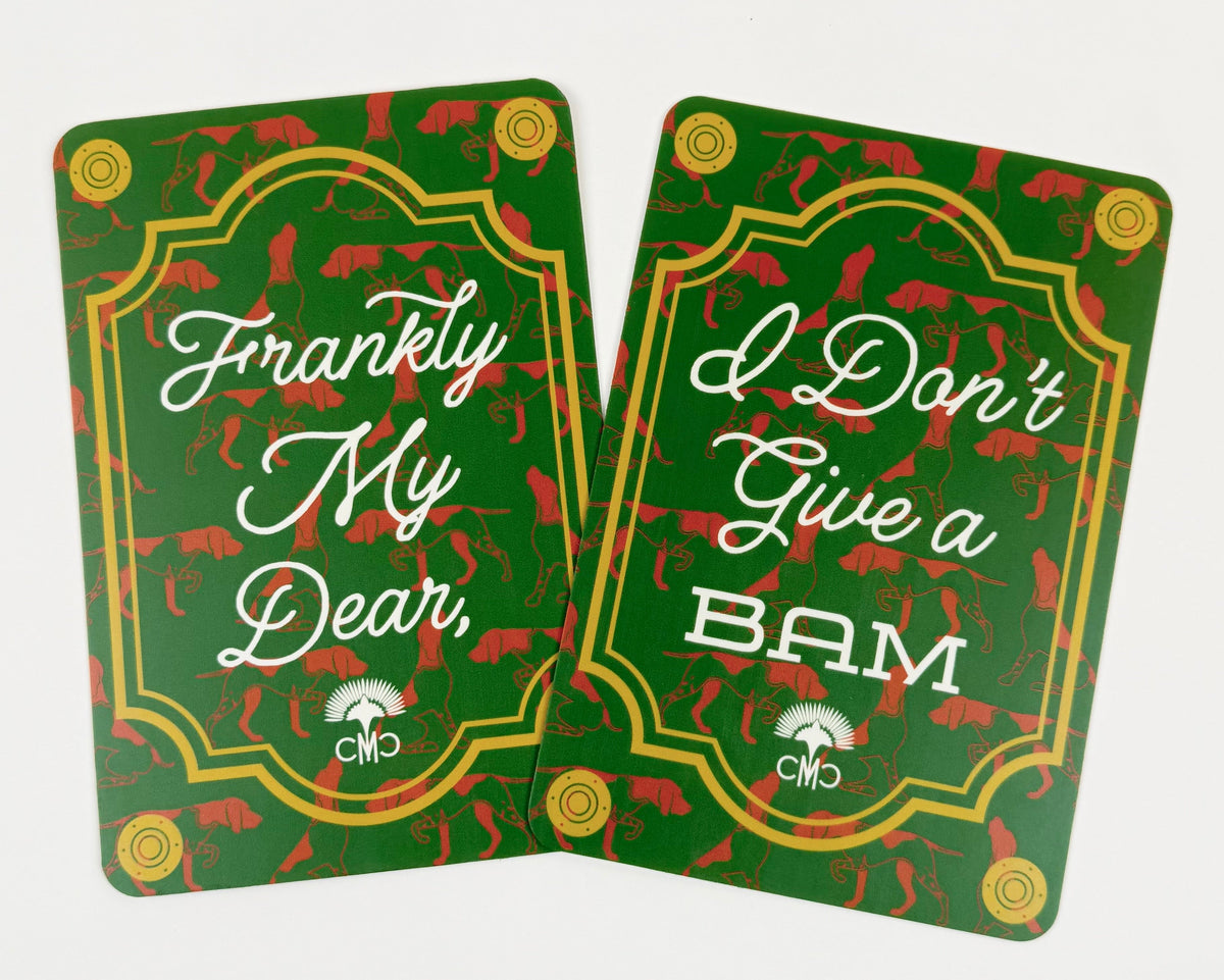 Mahjong Shufflers (set of 2) "Frankly My Dear, I Don't Give a BAM", Dark Green & Cream