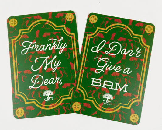 Mahjong Shufflers (set of 2) "Frankly My Dear, I Don't Give a BAM", Dark Green & Cream