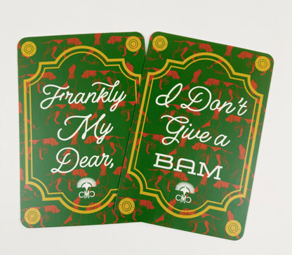 Mahjong Shufflers (set of 2) "Frankly My Dear, I Don't Give a BAM", Dark Green & Cream