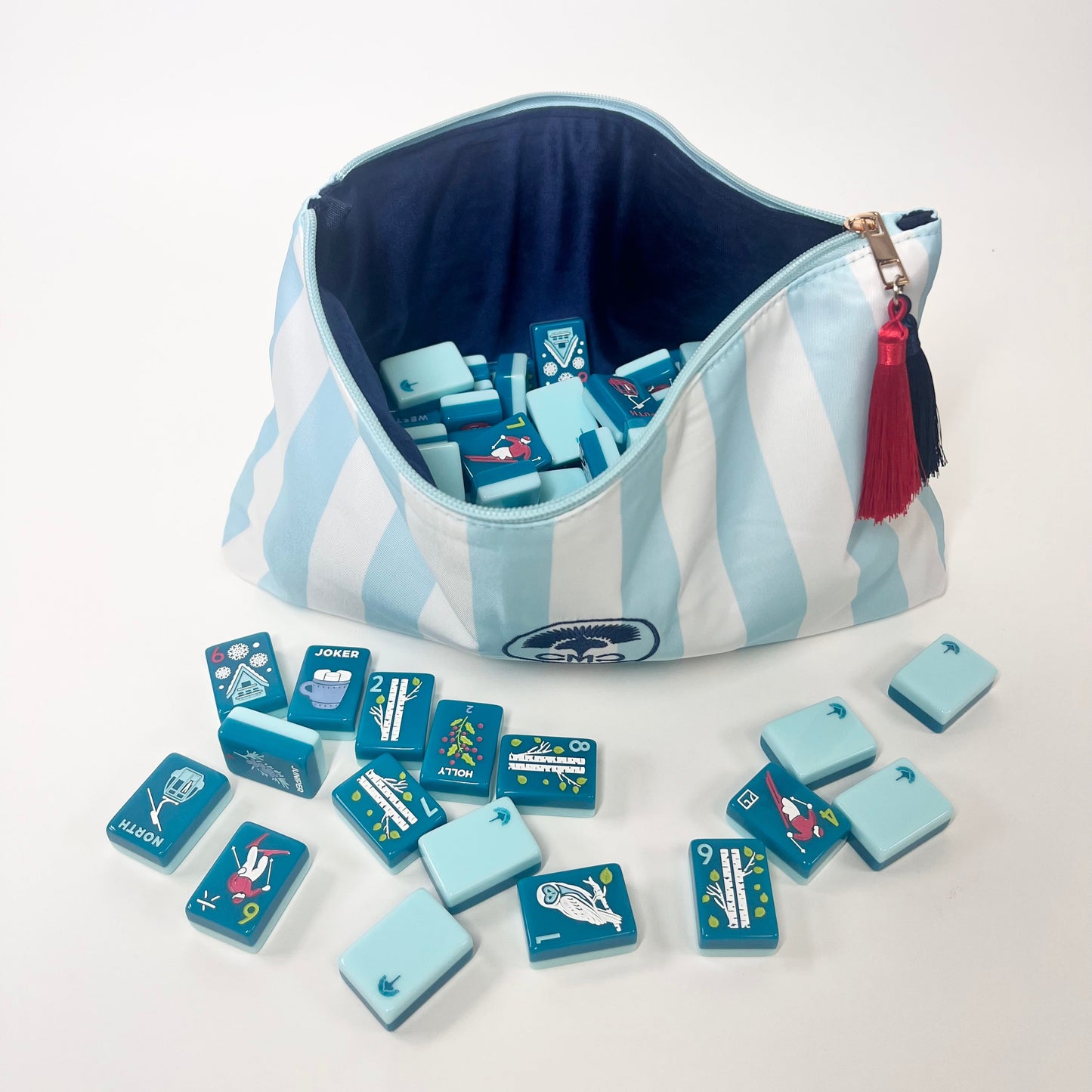 The Club Tile Bag- Striped w/ Tassels & Velvet Liner