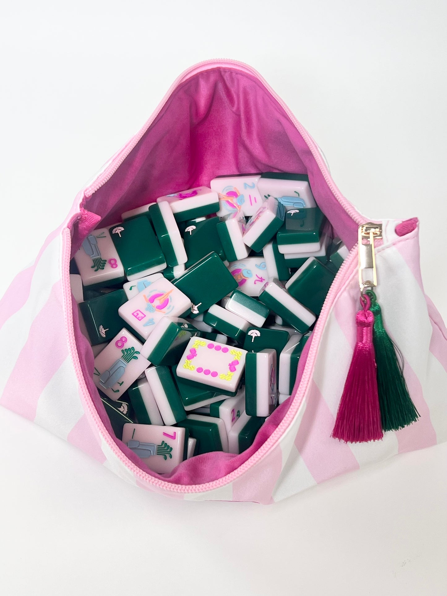 The Club Tile Bag- Striped w/ Tassels & Velvet Liner