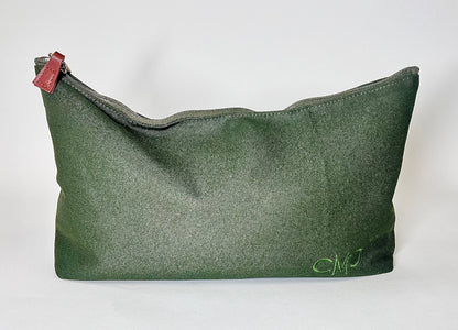 Dark Green Canvas Tile Bag, Gingham Liner
