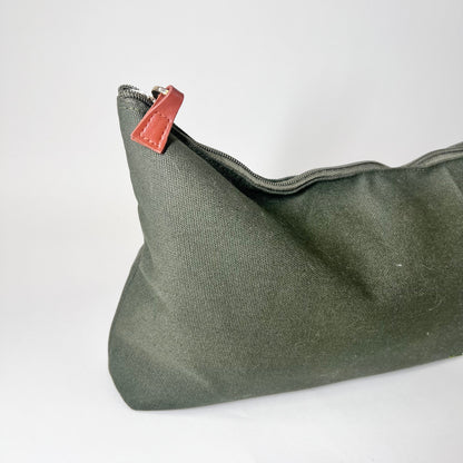 Dark Green Canvas Tile Bag, Gingham Liner