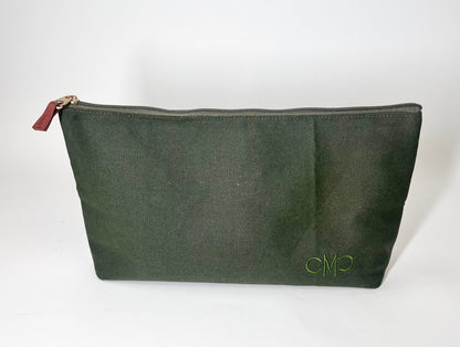 Dark Green Canvas Tile Bag, Gingham Liner