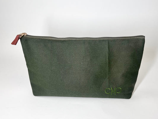 Dark Green Canvas Tile Bag, Gingham Liner