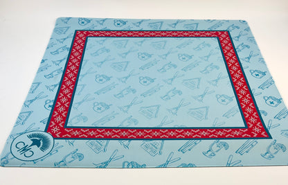 NEW! Ski Club Mat- Red Sweater Border & Toile Pattern w/ Carrying Bag