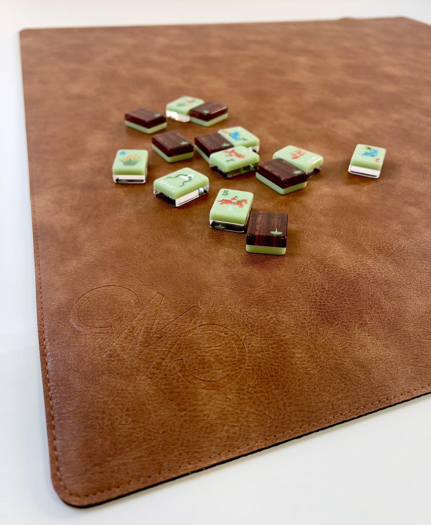 NEW! Brown Vegan Leather Mahjong Mat w/ Carrying Bag