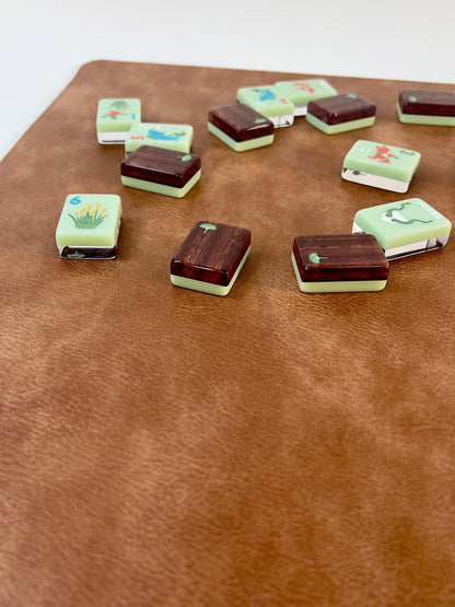 NEW! Brown Vegan Leather Mahjong Mat w/ Carrying Bag
