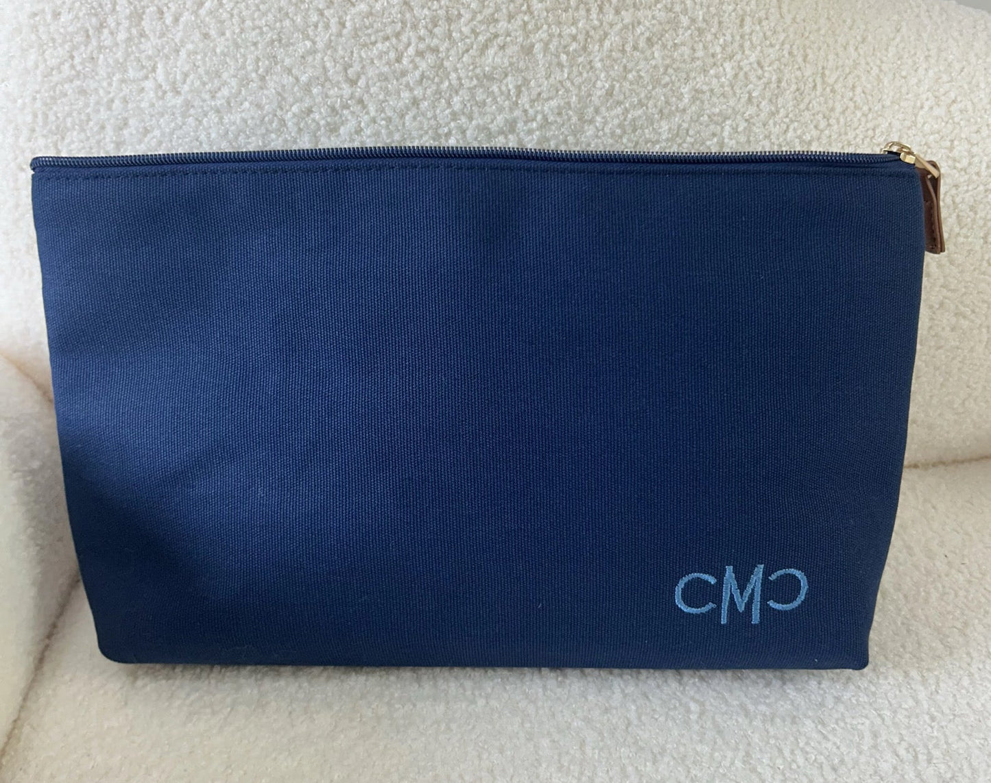 Navy Blue Canvas Tile Bag, Gingham Liner