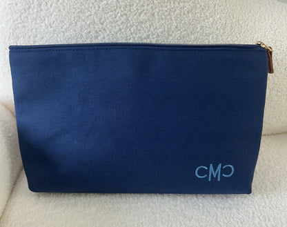 Navy Blue Canvas Tile Bag, Gingham Liner