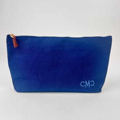 Navy Blue Canvas Tile Bag, Gingham Liner