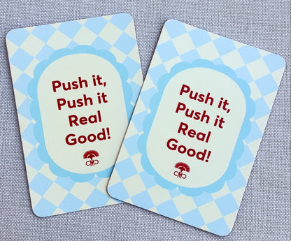 Mahjong Shufflers (set of 2) "Push It Real Good", Red & Light Blue