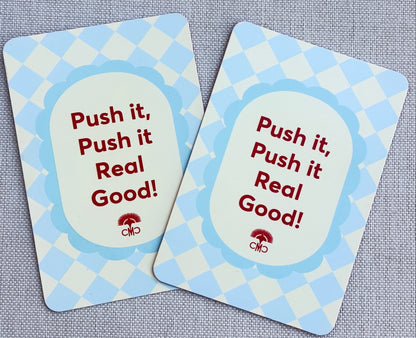 Mahjong Shufflers (set of 2) "Push It Real Good", Red & Light Blue
