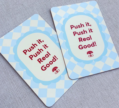 Mahjong Shufflers (set of 2) "Push It Real Good", Red & Light Blue