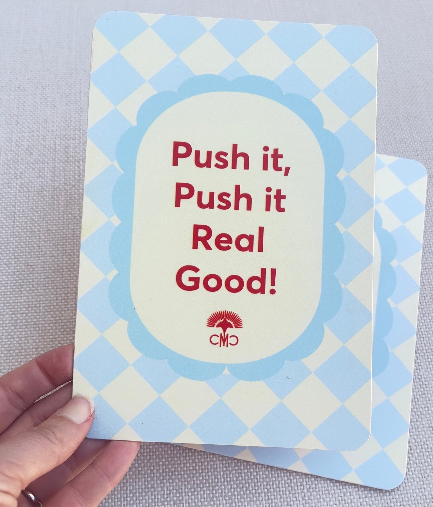 Mahjong Shufflers (set of 2) "Push It Real Good", Red & Light Blue