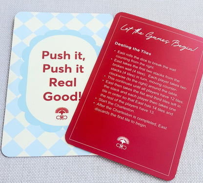 Mahjong Shufflers (set of 2) "Push It Real Good", Red & Light Blue