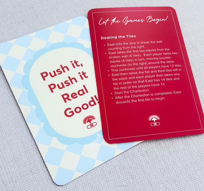 Mahjong Shufflers (set of 2) "Push It Real Good", Red & Light Blue