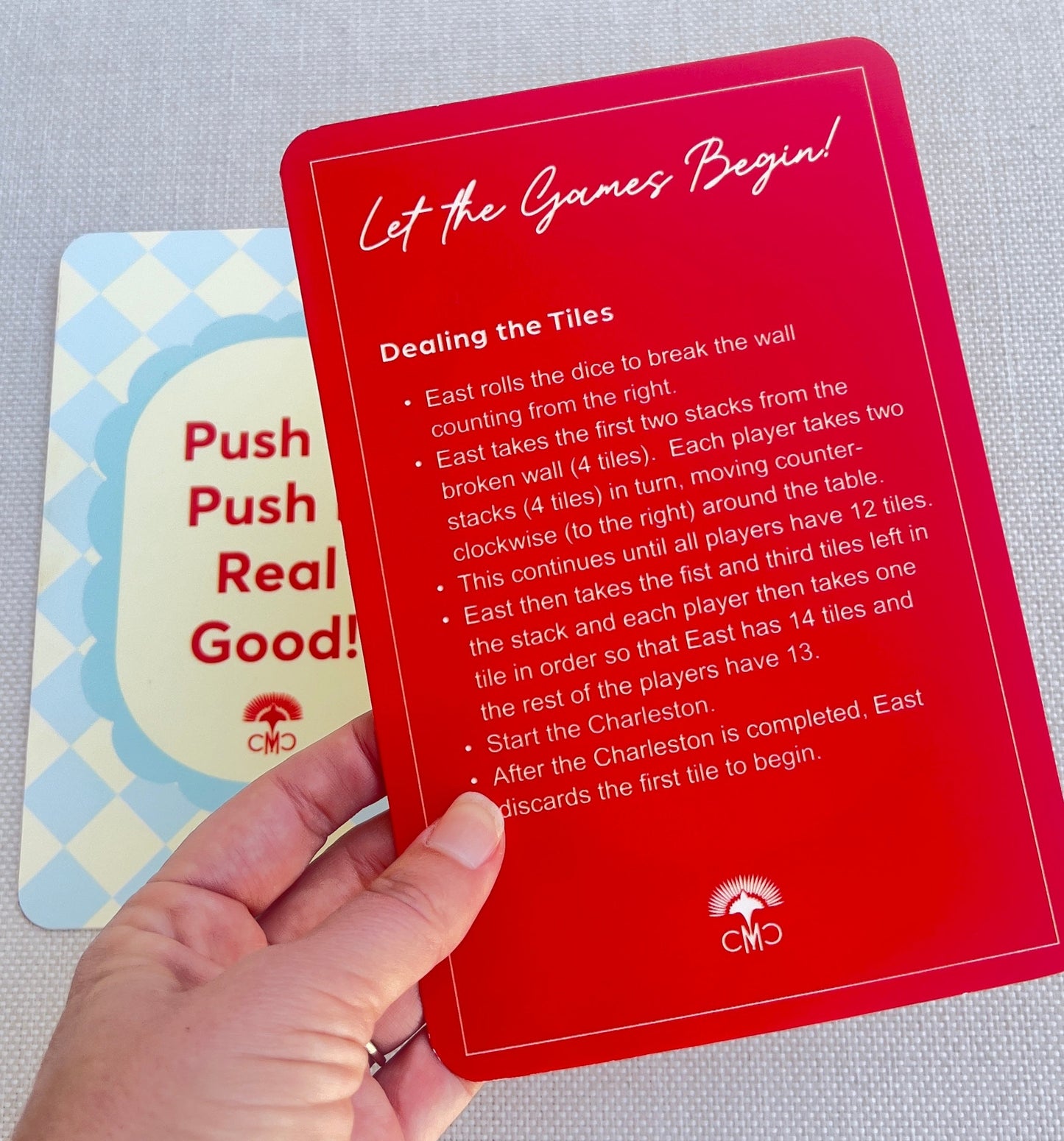 Mahjong Shufflers (set of 2) "Push It Real Good", Red & Light Blue