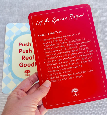 Mahjong Shufflers (set of 2) "Push It Real Good", Red & Light Blue