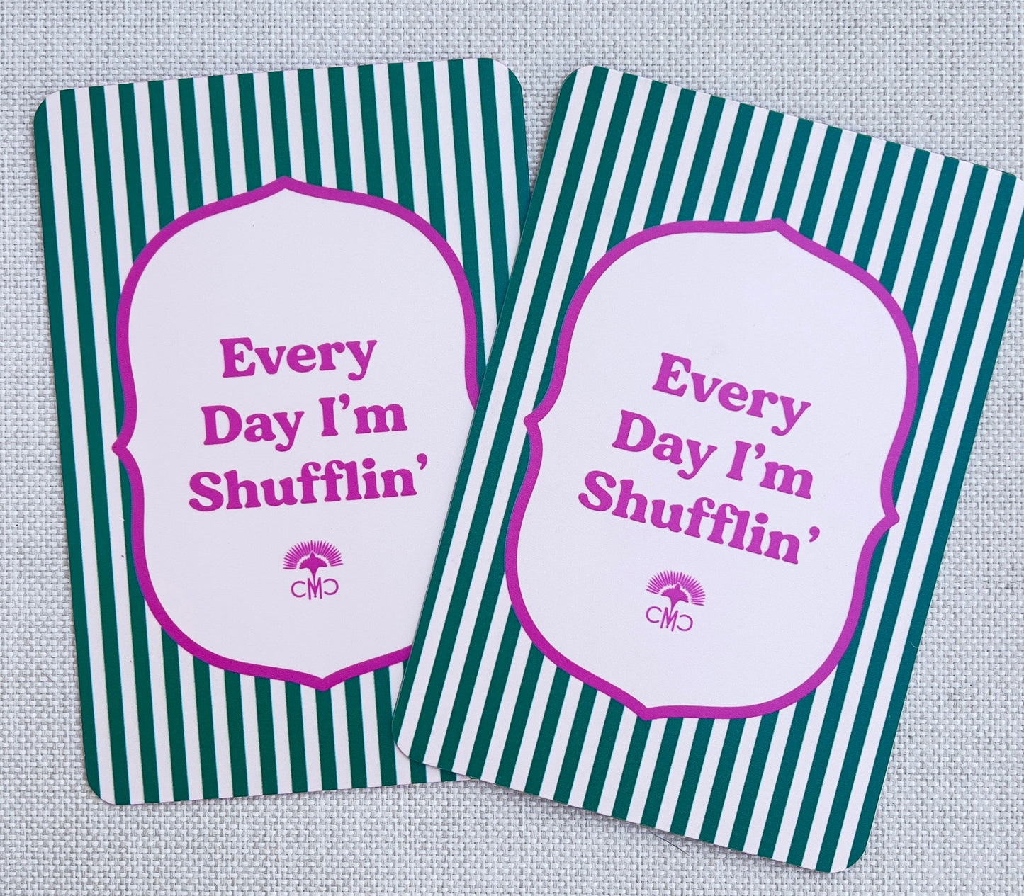 Mahjong Shufflers (set of 2), "Everyday I'm Shufflin", Hot Pink & Green