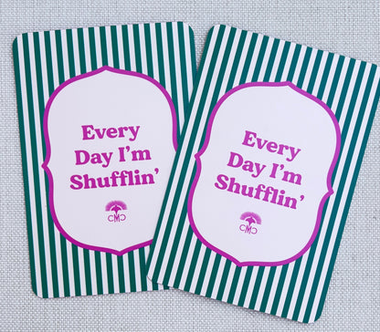 Mahjong Shufflers (set of 2), "Everyday I'm Shufflin", Hot Pink & Green
