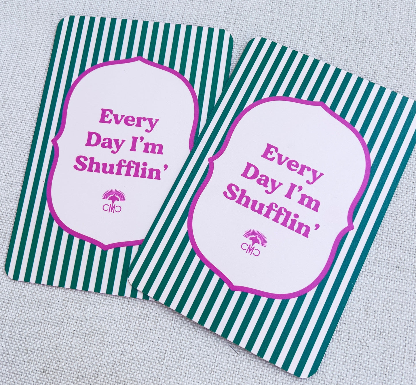 Mahjong Shufflers (set of 2), "Everyday I'm Shufflin", Hot Pink & Green