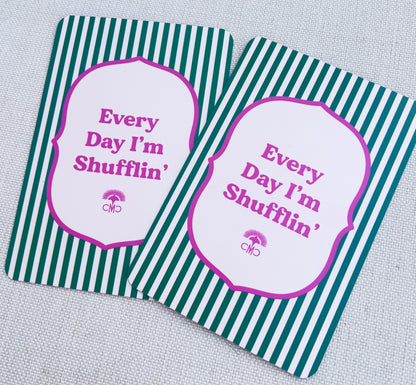 Mahjong Shufflers (set of 2), "Everyday I'm Shufflin", Hot Pink & Green