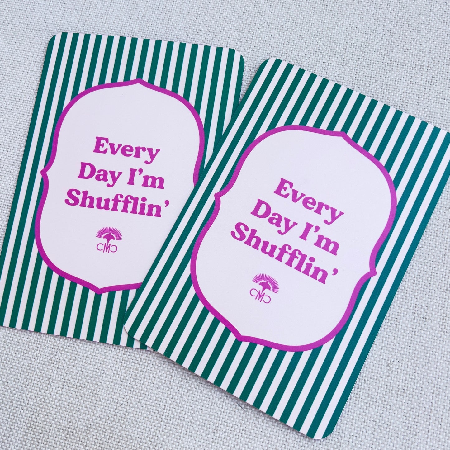 Mahjong Shufflers (set of 2), "Everyday I'm Shufflin", Hot Pink & Green