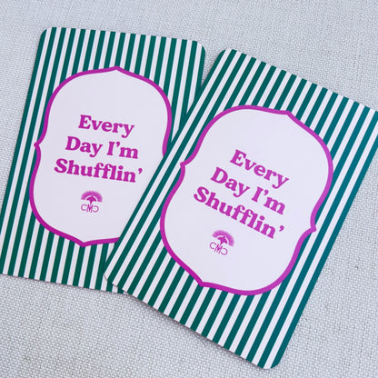 Mahjong Shufflers (set of 2), "Everyday I'm Shufflin", Hot Pink & Green
